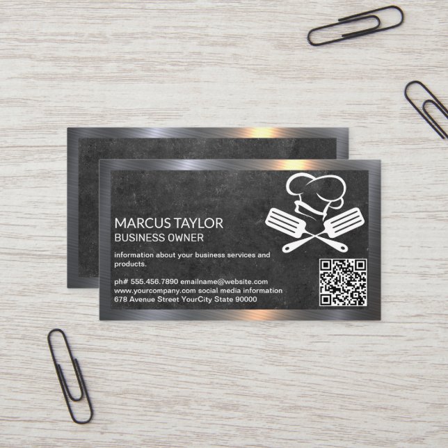 Chef Logo | QR Code | Culinary Business Card (Front/Back In Situ)