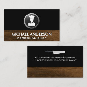 Chef Logo   Wood Trim Business Card