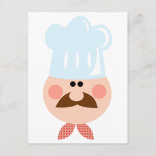 Chef Man Face Cartoon Logo Mascot Postcard