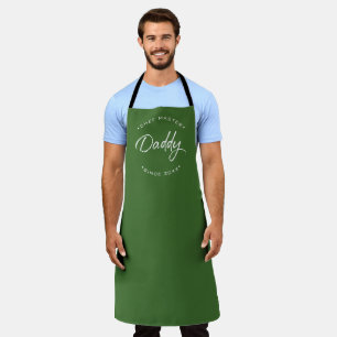 Chef Master Daddy Personalised Year Modern green Apron