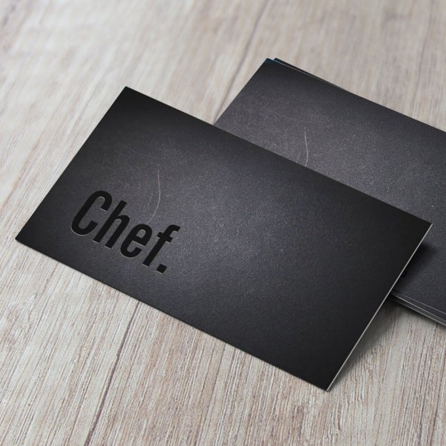 Chef Minimalist Black Typography Business Card (Creator Uploaded)