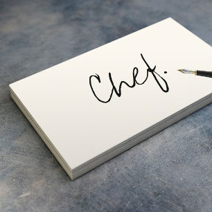 Chef Minimalist Handwriting Script Elegant Business Card