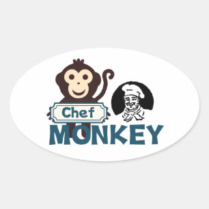 Chef Monkey Oval Sticker