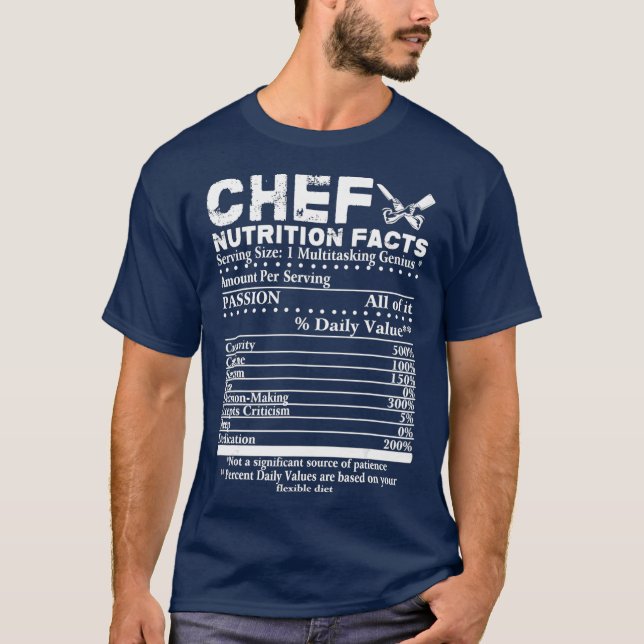 Chef Nutrition Facts  Cool Chef  Gift For Chefs T-Shirt (Front)