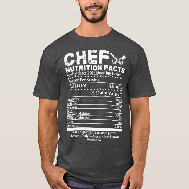 Chef Nutrition Facts  Cool Chef Tee Gift For (Front)