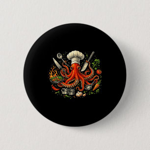 Chef octopus octopus funny cooking sous chef cook 6 cm round badge