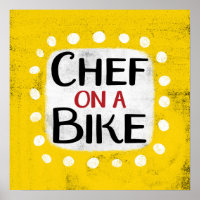 Chef On A Bike Poster Wall Art