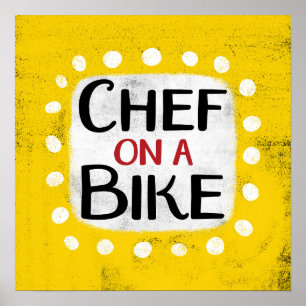 Chef On A Bike Poster Wall Art