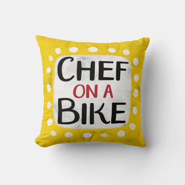 Chef On A Bike Throw Pillow (Front)