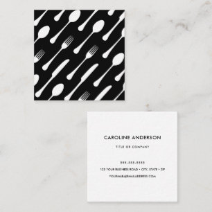 Chef or catering business cards - black cutlery