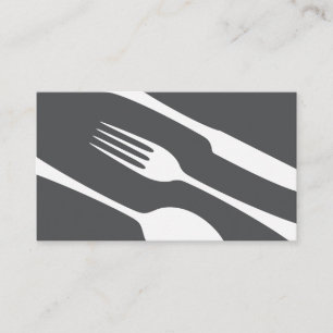 Chef or catering business cards, modern cutlery business card