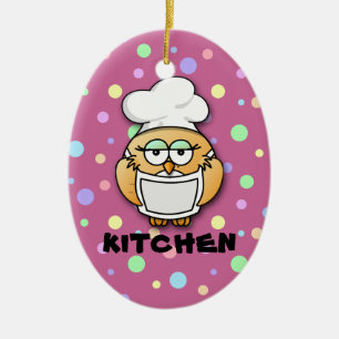 chef owl 2 ceramic tree decoration