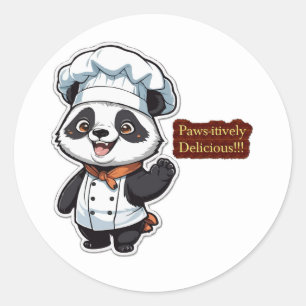 Chef Panda Cartoon - Adorable Culinary Character Classic Round Sticker