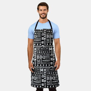 Chef Pattern Black And White Cook Personalised Apron