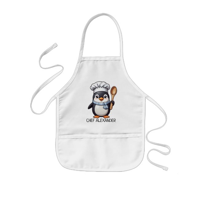 Chef Penguin Personalise Kids' Apron (Front)