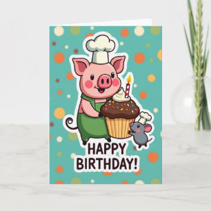 Chef Pig Birthday Treat Card