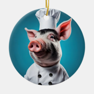 Chef Pig Ceramic Tree Decoration