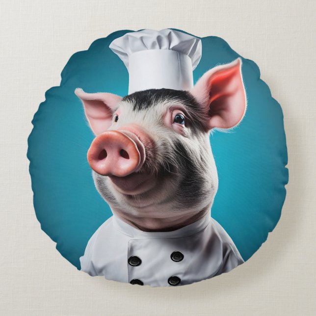 Chef Pig Round Cushion (Front)