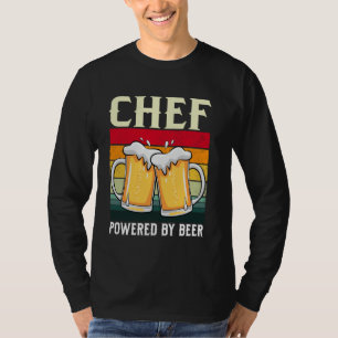 Chef Powered By Beer Funny Cook BBQ Grill Kitchen T-Shirt