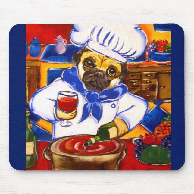 Chef Pug Mouse Mat (Front)