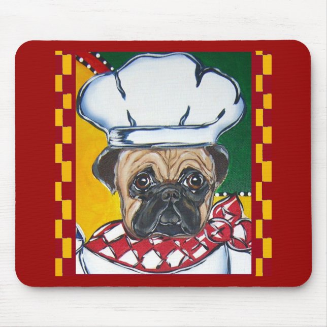 Chef Pug Mouse Mat (Front)