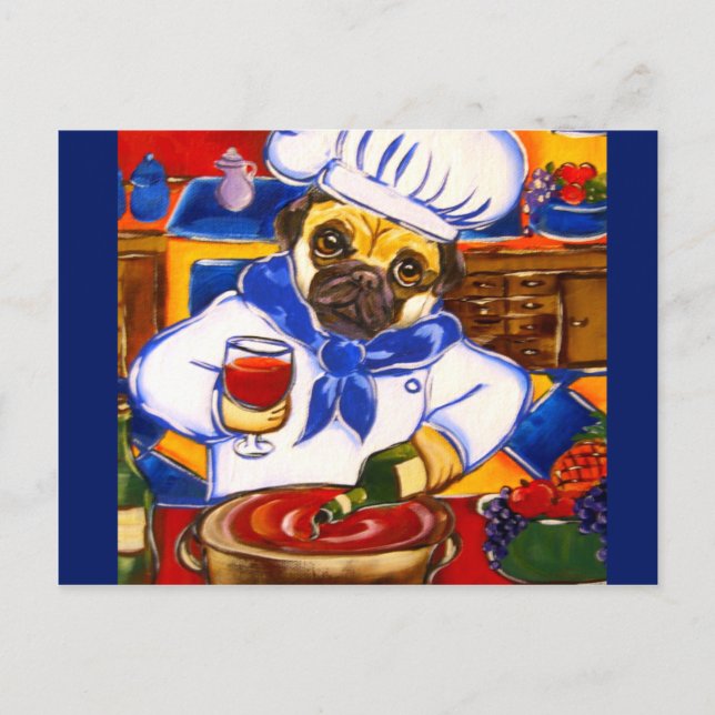 Chef Pug Postcard (Front)