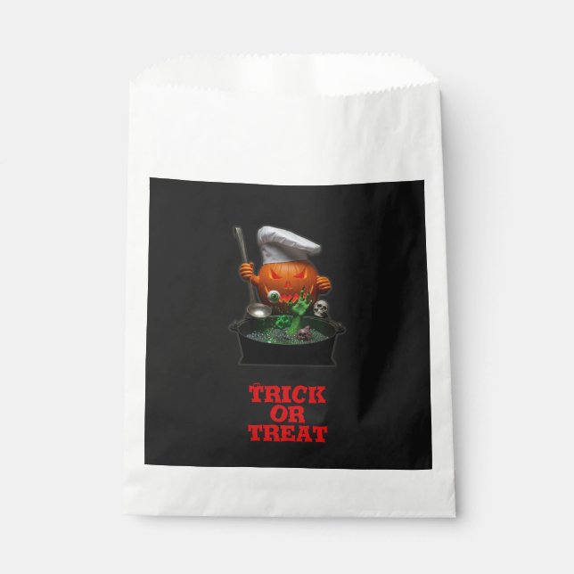 Chef Pumpkin Cauldron Trick or Treat Halloween Favour Bags (Front)