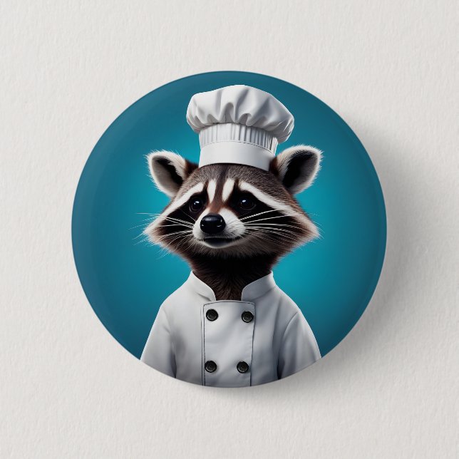Chef Racoon 6 Cm Round Badge (Front)
