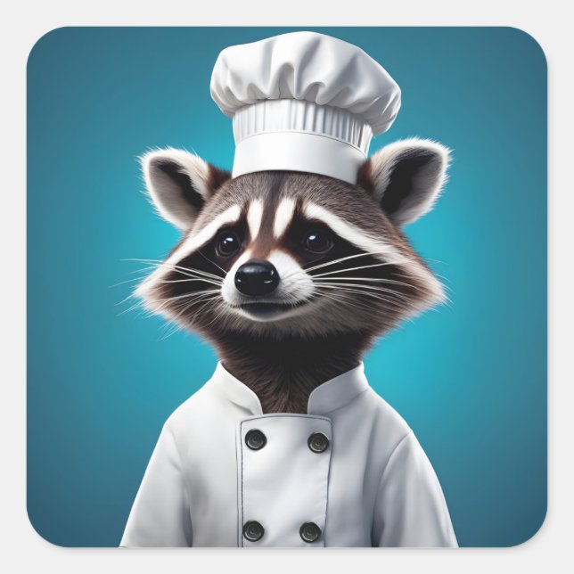 Chef Racoon Square Sticker (Front)