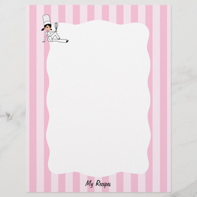 Chef Recipe Letterhead for Binders (Front)