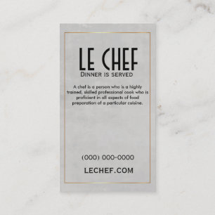 Chef Restaurant Dining Business Card Gold 2-Sided