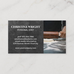 Chef Rolling Dough   Pastry and Flour Business Card