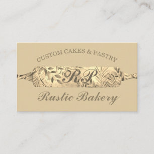 Chef Rustic Floral Rolling pin Bakery gold boho Business Card