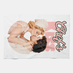 Chef’s Kiss Retro Illustration Girly Housewife Tea Towel