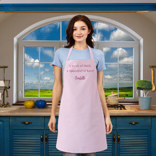 Chef script cooking skill love slogan pink apron