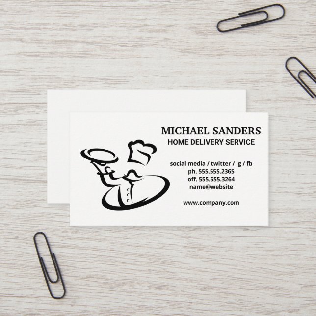 Chef Servin Food | Catering | Delivery Service  Business Card (Front/Back In Situ)