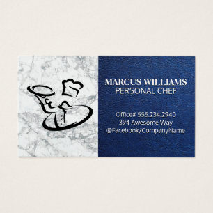 Chef Serving Food   Blue Leather Marble