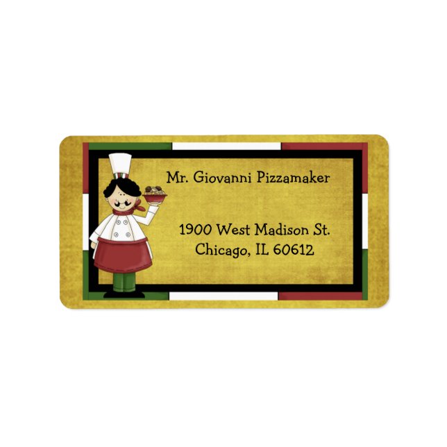 Chef Serving Spaghetti Label (Front)