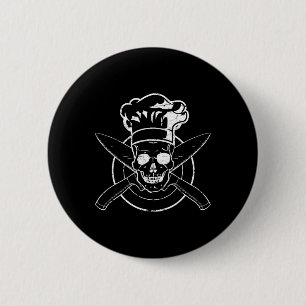 Chef Shirt Skull Chef's Hat Cooking Bbq Grilling T 6 Cm Round Badge