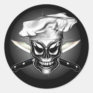 Chef Skull 1 Classic Round Sticker