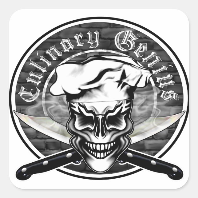 Chef Skull 1 Square Sticker (Front)