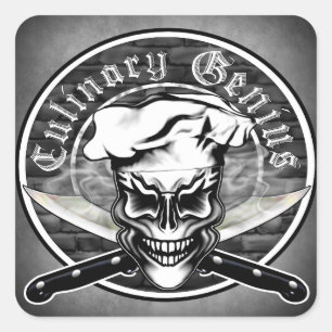 Chef Skull 1 Square Sticker