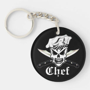 Chef Skull 2 and Crossed Chef Knives Key Ring