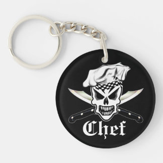 Chef Skull 2 and Crossed Chef Knives Key Ring