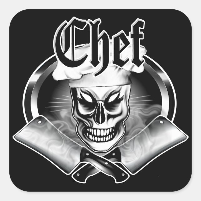 Chef Skull 4 Square Sticker (Front)