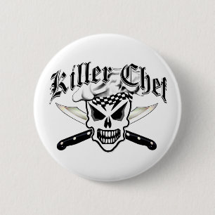 Chef Skull and Crossed Chef Knives 2 6 Cm Round Badge