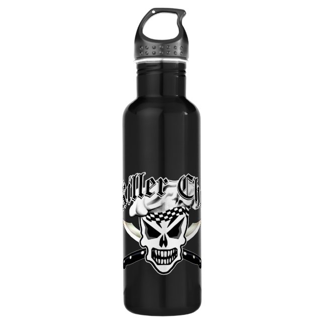 Chef Skull and Crossed Chef Knives 2 710 Ml Water Bottle (Front)