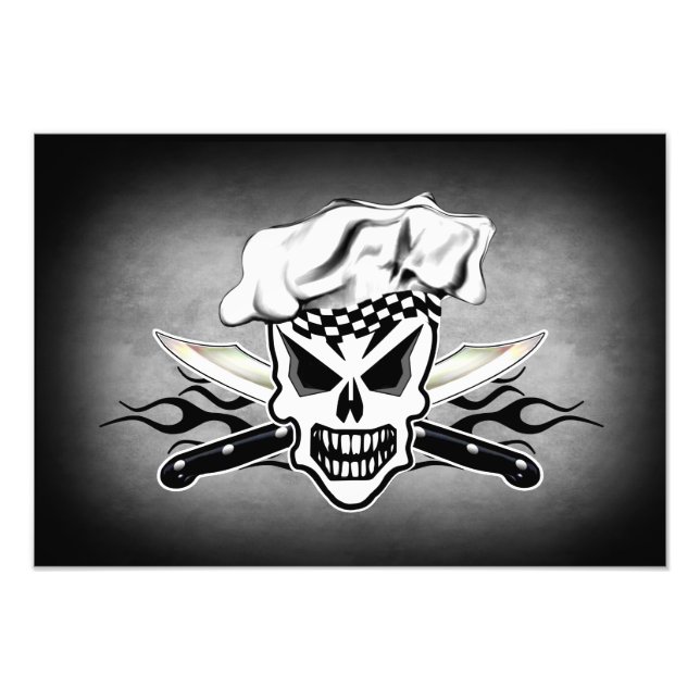 Chef Skull and Flaming Chef Knives 2 Photo Print (Front)