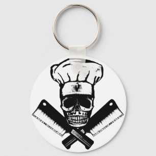 Chef Skull (B&W) Key Ring