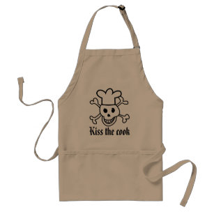 Chef skull BBQ apron for men   Kiss the cook